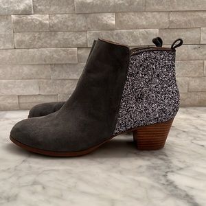 Anthropologie Grey Suede Sparkle Booties 10